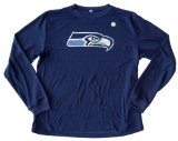 NFL Officially Licensed Seattle Seahawks Navy Blue Poly Thermal Long Sleeved Shirt (Extra Large)