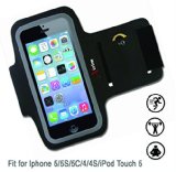 iPhone 5 or iPhone 4 Sport Cell Phone Armband by xTrim | with Key Holder | Fit for iPhone 5,5S,5C,4,4S, iPod Touch 5 (Black) | High-Quality, Light Weight 3mm Neoprene + double-sided Lycra + Reflective Trim | FREE Fitness Manual BONUS | MONEY BACK GUARANTEE