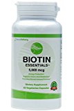 Natural Wellbeing- Vegan-Friendly Biotin 5,000 MCG Vitamin Dietary Supplement Capsule for Hair, Skin and Nails - 60 Vegetarian Capsules