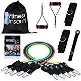 Resistance Band Set - Include 5 Stackable Exercise Bands with Waterproof Carrying Case, Door Anchor Attachment, Legs Ankle Straps and Exercise Guide eBooks - 100% Life Time Guarantee