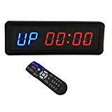 BTBSIGN LED Interval Timer Count Down/Up Clock Stopwatch with Remote For Home Gym Fitness 1.5'' Blue and Red