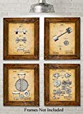 Original Workout Equipment Patent Art Prints - Set of Four Photos (8x10) Unframed - Great for Home Gyms