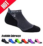 Thirty 48 Ultralight Athletic Running Socks for Men and Women with Seamless Toe, Moisture Wicking, Cushion Padding (XLarge - Women 11-13 // 12-14, [1 Pair] Black/Gray)