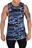 YoungLA Long Tank Tops for Men Muscle Shirt Bodybuilding Gym Athletic Training Sports Everyday Wear 306 Camo Blue Large