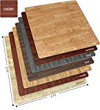 Sorbus Wood Floor Mats Foam Interlocking Wood Mats Each Tile 4 Square Feet 3/8-Inch Thick Puzzle Wood Tiles with Borders – for Home Office Playroom Basement (12 Tiles 48 Sq ft, Wood Grain - Cherry)
