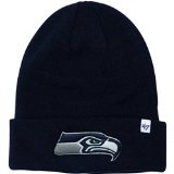 NFL Officially Licensed Seattle Seahawks '47 Brand Cuffed Logo Beanie Hat Cap Lid Skull (Navy Blue)