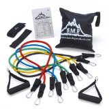 Black Mountain Products Resistance Band Set with Door Anchor, Ankle Strap, Exercise Chart, and Resistance Band Carrying Case