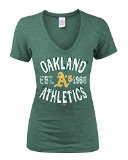 MLB Oakland Athletics SS V-Neck Polo Shirt, Green, Small