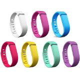 Amababa™ Deluxe RAINBOW Pack / Sports Edition Pack / Olympic Rings Pack Accessory Replacement Bands with Metal Clasps for Fitbit Flex / Wireless Activity Bracelet Sport Wristband / Fitbit Flex Bracelet Sport Arm Band (No tracker, Replacement Bands Only) (RAINBOW Pack of 7, Large)