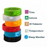 ForTech Slims Bracelet Watch Pedometer, Sleep monitoring,Temperature monitoring,Time Display , Digital Time Display (Black)