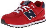 New Balance KL574 Grade Lace Up Running Shoe (Big Kid), Red/Black, 5 M US Big Kid