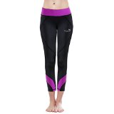Baleaf Women's Yoga Capri Legging Purple Size XL