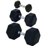 Champion Barbell Rubber Encased Solid Hex Dumbbell, 15-Pound