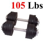 One Pair of Adjustable Dumbbells Cast Iron Total 105 Lbs (2 X 52.5 Lbs)