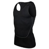 ROPALIA Mens Tight Breathable Sport Vest Compression Fitness Athletic Tank Top (S, Black)