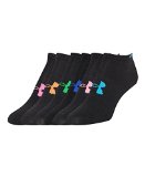 Under Armour Women's Liner No Show Socks (6 Pair), Black/Assorted Colors, Medium
