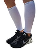 LEG COMPRESSION SLEEVE BeVisible Sports - Calf Shin Splint Compression Socks for Men & Women - Great For Running, Cycling, Air Travel, Support, Circulation & Recovery - 1 Pair (White,Large - XL)