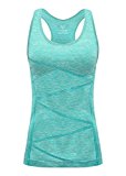 DISBEST Sports Tank Top, Women's Performance Stretch Quick Dry Yoga Workout Runing Racerback Tank With Removeable Pads,Fruit Green,S/US 4