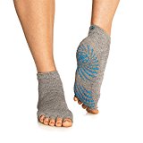 Gaiam 05-59203 Grippy Toeless Yoga Socks, Small/Medium, Heather Grey