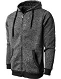 Hat and Beyond VW Mens Zip Up Pullover Active Hoodie Brushed Fleece Lightweight Solid Marled Sweatshirts (2X-Large, vw5001.200_Blk)