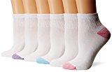 Hanes Women's Big-Tall 6 Pack Comfort Blend Ankle Extended Size Sock, Pink,Extended 10-12/Shoe 8-12