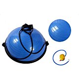 Z ZTDM Yoga Half Balance Trainer Ball Fitness Strength Exercise Balance Ball with Resistance Bands & Pump (Blue)