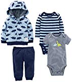 Simple Joys by Carter's Baby Boys' 4-Piece Fleece Jacket Set, Blue Dino, 18 Months