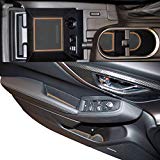 Custom Fit Cup Holder and Door Liner Accessories for 2018 2019 Subaru Impreza and Crosstrek 14-pc Set (Orange Trim)
