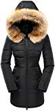 Beinia Valuker Women's Down Coat with Fur Hood 90D Parka Puffer Jacket 57-Black-M