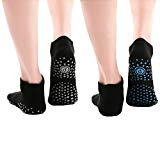 Women's Yoga Socks Non Slip Skid Ankle Toe Socks for Pure Barre Series Pilates Dance Sport (2 Packs) (Grey+blue, Shoes size 7-10)