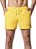 Neleus Men's Athletic Running Beach Shorts with Pockets,802,Yellow,L,Tag 2XL