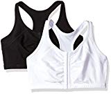Fruit of the Loom Women's Front Close Racerback (Pack of 2), Black/White, 36