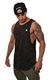 YoungLA Long Tank Tops for Men Muscle Shirt Bodybuilding Gym Athletic Training Sports Everyday Wear 306 Black Acid Washed Medium