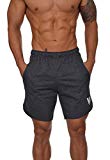 YoungLA Men's Running Shorts Athletic Gym Jogging Workout Powerlifting with Front Pockets Charcoal Medium