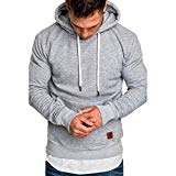 WUAI Men's Lightweight Jacket Hoodie Casual Sweatshirt Slim Fit Solid Color with Front Pocket Outwear Tops(Gray,US Size L = Tag XL)