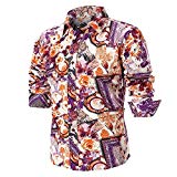 Casual Shirts for Men,Personality Men's Summer Casual Slim Long Sleeve Printed Shirt Top Blouse,Exercise Fitness Apparel,Multicolor,XL