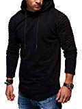 Mlxgoie Men's Long Sleeve Pullover Warm Fleece Cotton Sports Hoodie Hooded Sweatshirt (Black, XX-Large)