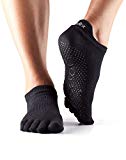 ToeSox Women's Grip Full Toe Low Rise Socks, X-Small, Black