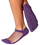Shashi Purple Glitter Mesh Non Slip Ergonomic Socks Pilates Barre Ballet Yoga Dance ... Sugar Plum Medium / 8-10