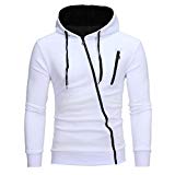 YOcheerful Mens' Casual Long Sleeve Hoodie Sweatshirt Boys Tops Coat Blouse Tees (White ,M)