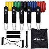 Trideer Resistance Band Set (Set of 5 Bands), Workout Bands Up to 150 lbs, Exercise Bands Door Anchor Handle Resistance Training, Physical Therapy, Home Workouts, Convenient, Durable, Stackable