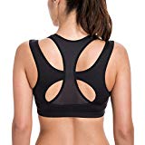 SYROKAN Women's High Impact Support Wirefree Workout Racerback Sports Bra Top Black M