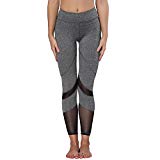 Yoga Pants, FEIVO Women's Power Flex Yoga Pants Tummy Control Workout Yoga Capris Pants Leggings,Mesh-light Grey,Large