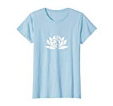Womens Yoga T-shirts women men. Lotus Asana Namaste. Vibrant colors Medium Baby Blue