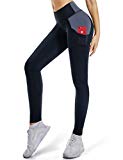 ALONG FIT Yoga Pants for Women with Cell Phone Pockets Side/Inner Compression Workout Leggings Tummy Control Yoga Leggings Capris Black-Gray