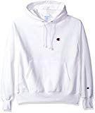 Champion LIFE Men's Reverse Weave Pullover Hoodie, White/Left Chest C Logo, Large