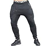 EVERWORTH Men's Joggers Pants Training Running fleece Trousers Gym Workout Active Pant With Zipper Pockets Black L tag XXL