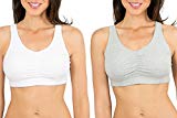 Fruit of the Loom Women's Sport Bra with Cookies , White/Heather Grey, 44(Pack of 2)