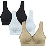 Cabales Women's 3-Pack Seamless Wireless Sports Bra with Removable Pads,XX-Large