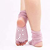 Elaco Yoga Socks for Women with Open Toes, Fashion Women Five Fingers Anti Slip Cotton Socks Comfortable Socks (Pink)